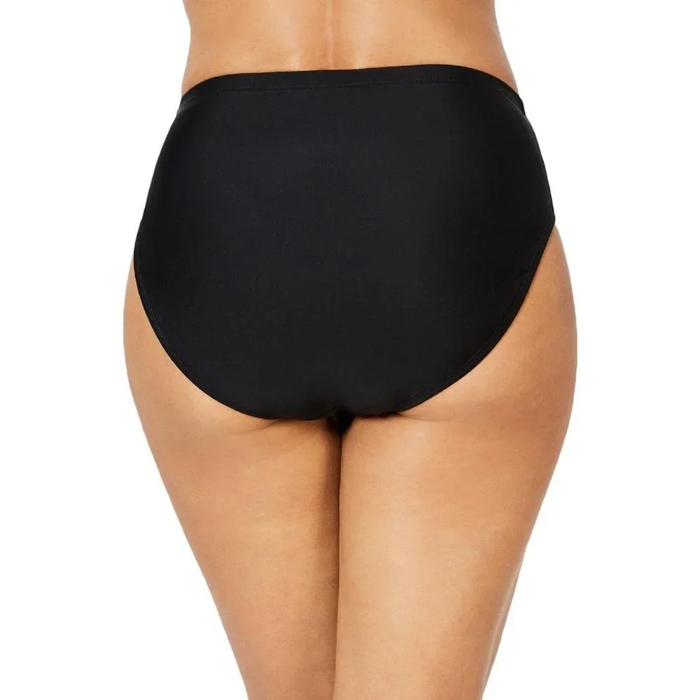 Island Escape Womens Solid Bikini Swim Bottom Separates Black 6